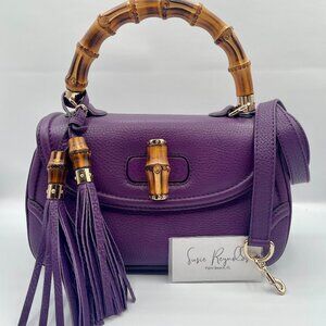 Gucci Bamboo 1947 Top Handle Bag Leather with Strap Very Rare Color All Leather